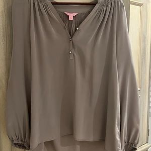 Lilly Pulitzer Taupe Silk Blouse